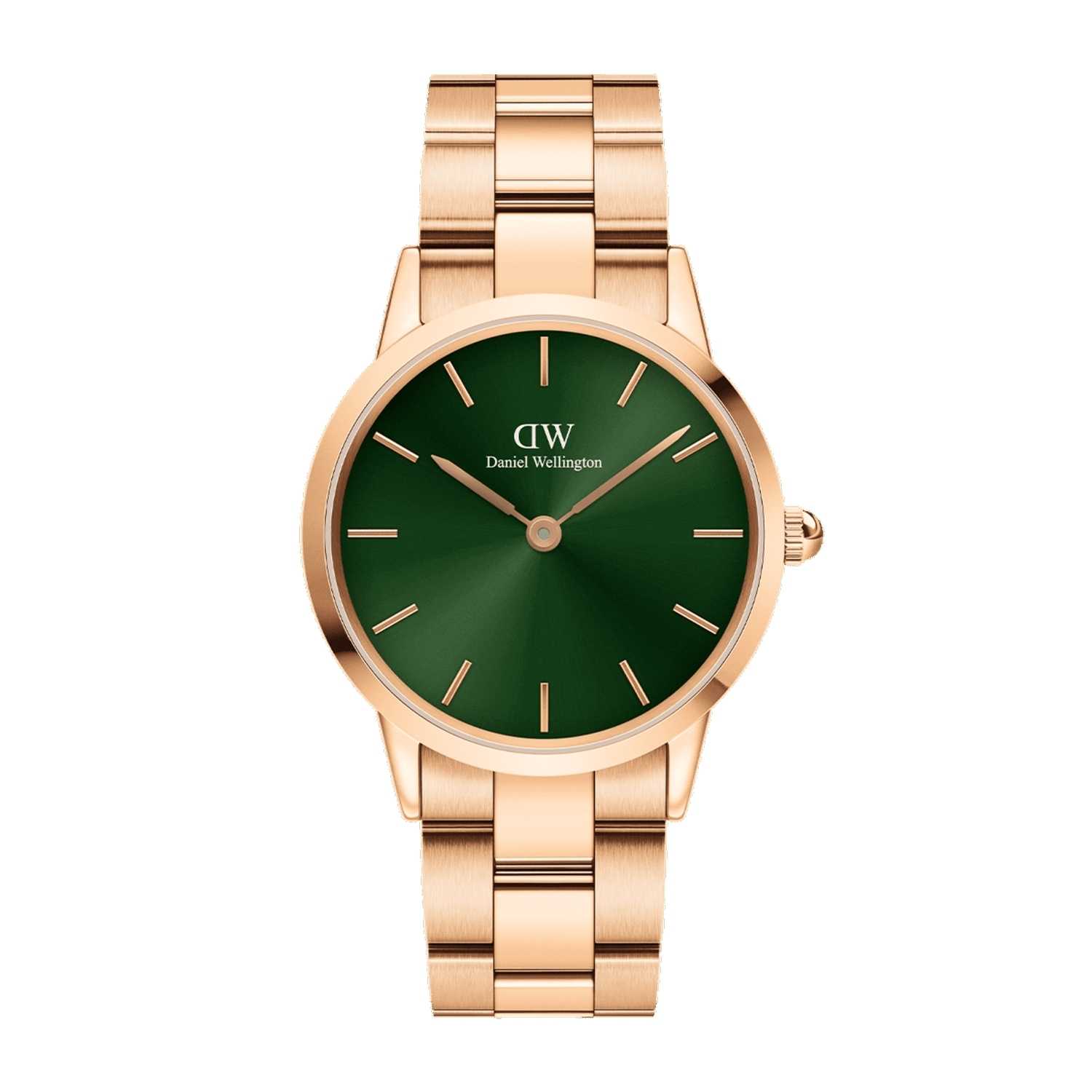 Daniel Wellington Iconic Link Emerald Women Watches Rose Gold | XO7139806