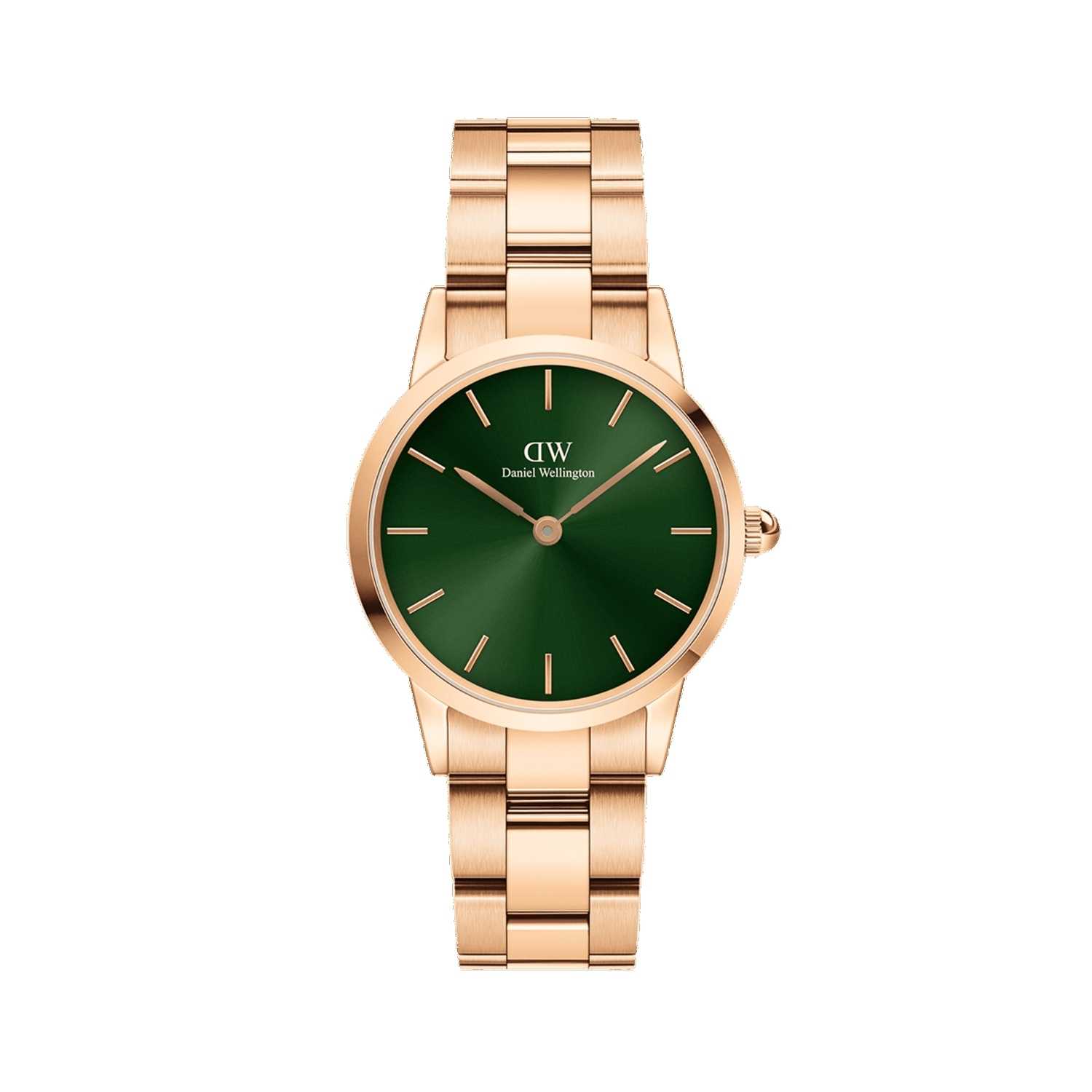 Daniel Wellington Iconic Link Emerald Women Watches Rose Gold | XO7139806