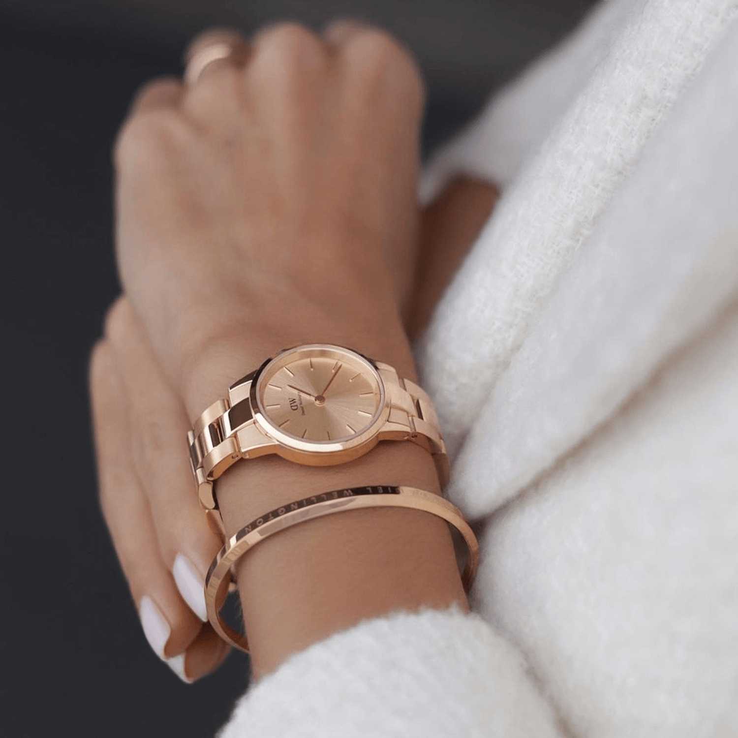 Daniel Wellington Iconic Link Unitone Women Watches Rose Gold | QU9806275