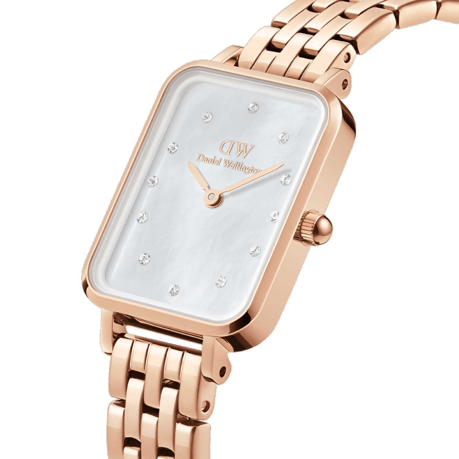 Daniel Wellington Quadro Lumine 5-Link Melrose Women Watches Rose Gold | NU4783962