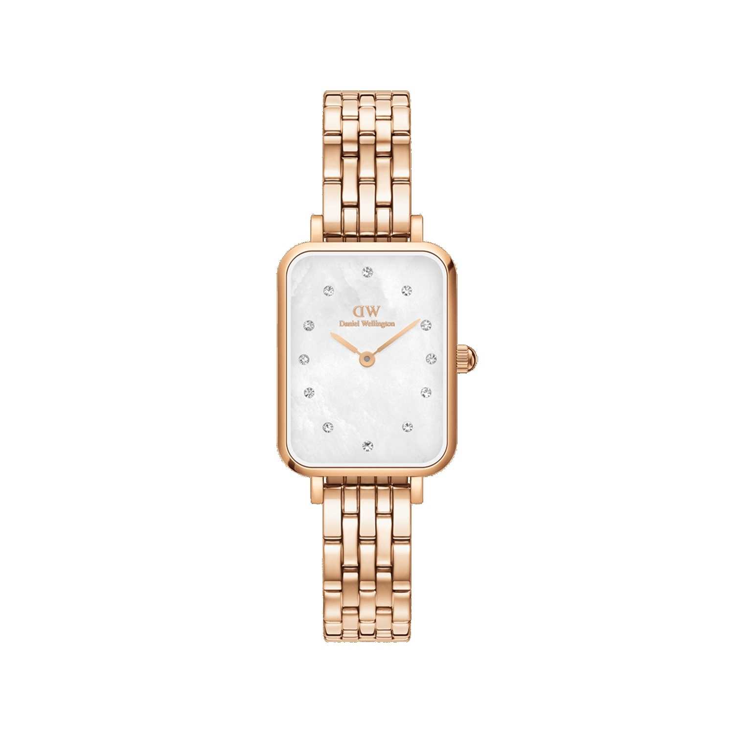 Daniel Wellington Quadro Lumine 5-Link Melrose Women Watches Rose Gold | NU4783962